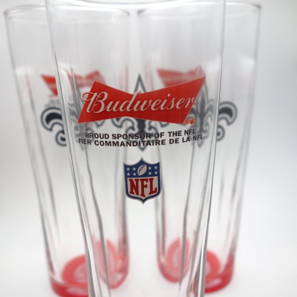 Set of Three New Orleans Saints Budweiser Proud Sponsor of the NFL Beer Glasses - Picture 3 of 9